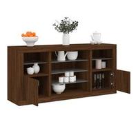 vidaXL Buffet avec Lumières LED, Armoire avec Porte, Meuble de Rangement, Organisateur de Salon Entrée Salle de Séjour, Moderne, Chêne Marron