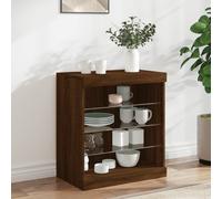 Vidaxl Buffet Avec Lumières Led Chêne Marron 60,5x37x67 Cm Multicolore