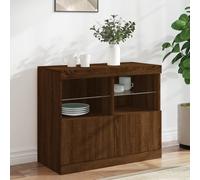Vidaxl Buffet Avec Lumières Led Chêne Marron 81x37x67 Cm Marron