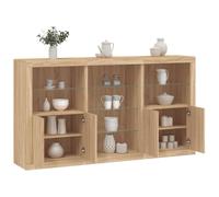 vidaXL Buffet avec Lumières LED, Armoire avec Porte, Meuble de Rangement, Organisateur de Salon Entrée Salle de Séjour, Moderne, Chêne Sonoma