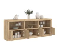 Buffet avec Lumières LED, Armoire avec Porte, Meuble de Rangement, Organisateur de Salon Salle de Séjour Maison, Moderne, Chêne Sonoma