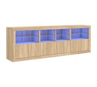 vidaXL Buffet avec lumières LED, armoire de rangement moderne – Chêne Sonoma