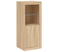 vidaXL Buffet armoire latérale avec Lumières LED, Rangement moderne, Chêne Sonoma 41x37x100 cm