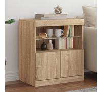 vidaXL Buffet avec Lumières LED, Armoire Latérale de Rangement, Organisateur de Salon Salle de Séjour Maison Intérieur, Moderne, Chêne Sonoma