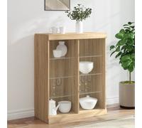 Buffet bas - VIDAXL - Chêne sonoma - 81x37x100 cm - Éclairage LED RVB - Grand espace de rangement