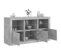 vidaXL Buffet avec lumières LED Gris béton 123x37x67 cm, Meuble de Rangement, Meuble de Rangement Cuisine, Meuble de Rangement de Salon, Meuble Buffet