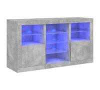 vidaXL Buffet avec lumières LED gris béton 123x37x67 cm