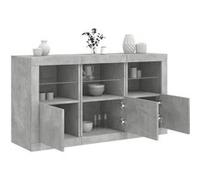 vidaXL Buffet 123x37x67 cm avec lumières LED – Gris béton