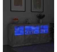 Vidaxl Buffet Avec Lumières Led Gris Béton 142,5x37x67 Cm Gris