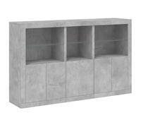 vidaXL Buffet – Meuble de rangement moderne avec lumières LED et porte, gris béton