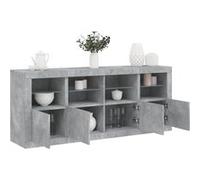 vidaXL Buffet avec lumières LED Gris béton 163x37x67 cm, Meuble de Rangement, Meuble de Rangement Cuisine, Meuble de Rangement de Salon, Meuble Buffet
