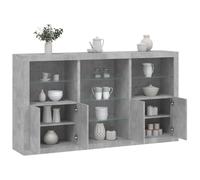 Vidaxl Buffet Avec Lumières Led Gris Béton 181,5x37x100 Cm Multicolore