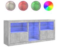 vidaXL Buffet avec lumières LED, armoire à porte, 181,5x37x67 cm, gris béton
