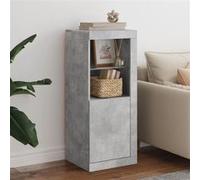 vidaXL Buffet armoire latérale de rangement LED 41x37x100 cm Moderne Gris béton