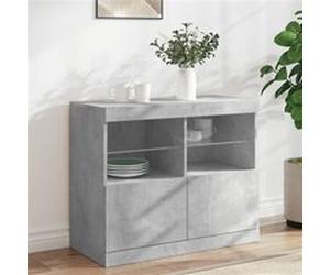 vidaXL Buffet avec lumières LED gris béton 81x37x67 cm836661 Gris G