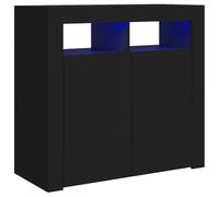 vidaXL Buffet avec Lumières LED, Meuble de Rangement, Armoire de Rangement, Organisateur de Salon Chambre Salle de Séjour Intérieur, Noir