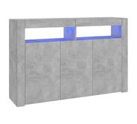 vidaXL Buffet avec Lumières LED, Meuble de Rangement, Armoire de Rangement, Organisateur de Salon Salle de Séjour Intérieur, Gris Béton