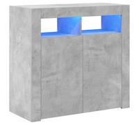 vidaXL Buffet avec Lumières LED, Meuble de Rangement, Armoire de Rangement, Organisateur de Salon Salle de Séjour Intérieur, Gris Béton