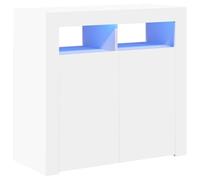 vidaXL Buffet avec Lumières LED, Meuble de Rangement, Armoire de Rangement, Organisateur de Salon Salle de Séjour Intérieur, Blanc