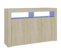vidaXL Buffet avec Lumières LED, Meuble de Rangement, Armoire de Rangement, Organisateur de Salon Salle de Séjour Intérieur, Chêne Sonoma