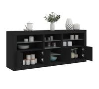 Vidaxl Buffet Avec Lumières Led Noir 162x37x67 Cm Noir