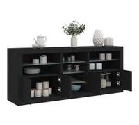 Vidaxl Buffet Avec Lumières Led Noir 162x37x67 Cm Noir