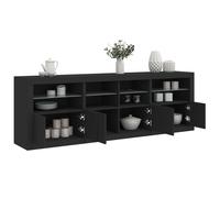 vidaXL Buffet avec Lumières LED, Armoire avec Porte, Meuble de Rangement, Organisateur de Salon Salle de Séjour Maison, Moderne, Noir