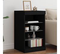 vidaXL Buffet avec Lumières LED, Armoire Latérale de Rangement, Organisateur de Salon Salle de Séjour Maison Intérieur, Moderne, Noir