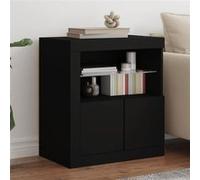 vidaXL Buffet avec Lumières LED, Armoire Latérale de Rangement, Organisateur de Salon Salle de Séjour Maison Intérieur, Moderne, Noir