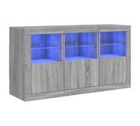 vidaXL Buffet Sonoma avec lumières LED 123x37x67 cm Gris