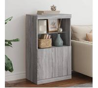 vidaXL Buffet – Armoire latérale de rangement, lumières LED, organisateur de salon, Sonoma gris