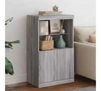 vidaXL Buffet avec Lumières LED, Armoire Latérale de Rangement, Organisateur de Salon Salle de Séjour Maison Intérieur, Moderne, Sonoma Gris