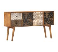 Vidaxl Buffet Avec Motif Imprimé 130x30x70 Cm Bois De Manguier Massif Marron