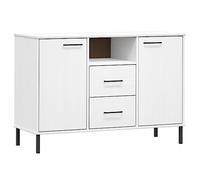 vidaXL Buffet avec Pieds, Armoire Latérale avec Rangement, Placard avec Compartiments et Tiroirs, Meuble de Salon, Industriel, Métal Blanc Bois Massif