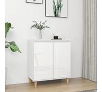 Vidaxl Buffet Avec Pieds En Bois Blanc Brillant Bois D'ingénierie Blanc