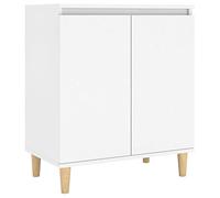 vidaXL Buffet avec Pieds en Bois Massif, Armoire avec 2 Compartiments, Organisateur de Salle de Séjour Salon, Scandinave, Blanc Bois d'Ingénierie