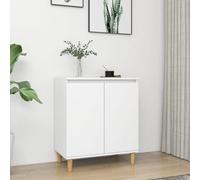 Vidaxl Buffet Avec Pieds En Bois Massif Blanc Bois D'ingénierie Blanc