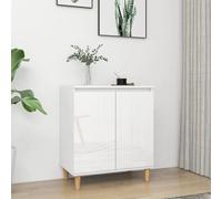 vidaXL Buffet avec pieds en bois massif blanc brillant 60x35x70 cm
