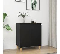 Vidaxl Buffet Avec Pieds En Bois Massif Noir Bois D'ingénierie Marron