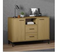 vidaXL Buffet OSLO - Pieds en métal, armoire latérale, compartiments et tiroirs, Marron bois massif