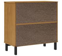 Vidaxl Buffet Avec Porte Vitrée Flam 80x40x80 Cm Bois Massif De Pin Marron