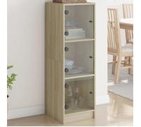 vidaXL Buffet 836387 – avec portes en verre, Chêne Sonoma, meuble salon moderne