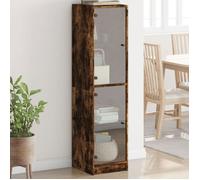 vidaXL Highboard avec portes vitrées chêne fumé 35x37x142 cm