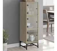 Vidaxl Buffet Avec Portes En Verre Chêne Sonoma 35x37x120 Cm