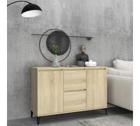 Vidaxl Buffet Avec Portes En Verre Gris Béton 35x37x120 Cm Gris