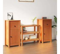 vidaXL Buffet avec tiroir 2 pcs Brun cire 39 x 34,5 x 80 cm Pin massif