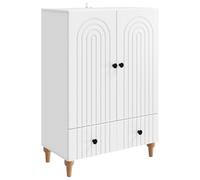 vidaXL Buffet avec tiroir Blanc 66 x 34,5 x 95 cm Bois d'ingénierie, Meuble d’appoint Moderne, Rangement rectangulaire, Grand Espace Salon, Meuble Contemporain, Organiseur Polyvalent