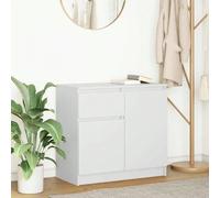 vidaXL Buffet avec tiroir blanc 71x35x65 cm bois d'ingénierie Le buffet offre un grand espace de rangement, aidant à garder votre pièce bien rangée et organisée tout en alliant praticité et esthétique
