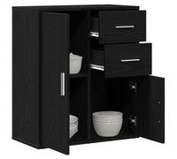 vidaXL Buffet avec tiroir Chêne Noir 60 x 31 x 70 cm Bois d'ingénierie, Buffet Moderne pour Salle à Manger, Meuble de Rangement rectangulaire, Solution Pratique pour l'organisation à la Maison