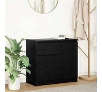 vidaXL Buffet avec tiroir chêne noir 71x35x65 cm bois d'ingénierie, meuble de rangement, buffet, meuble d'entrée, meuble 861599 Noir G